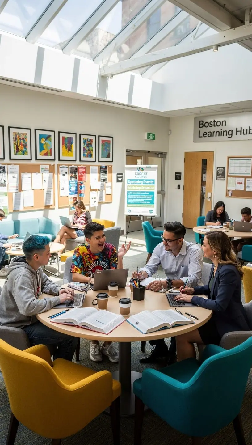 Рабочее место с удобной мебелью и стильными цветами, соответствующими корпоративной идентичности.